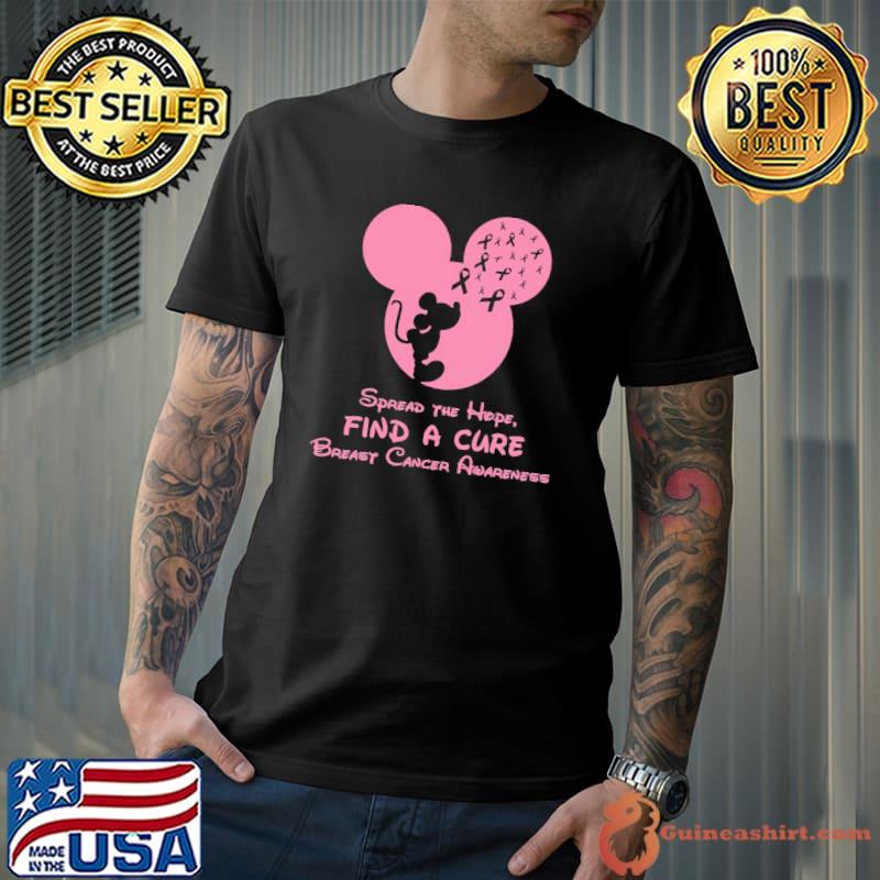 Spread The Hope Find A Cure Mickey Breast Cancer Awareness Shirt