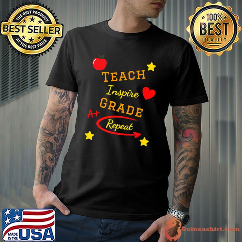 Teacher Appreciation Teach Inspire Grade Stars Apple T-Shirt