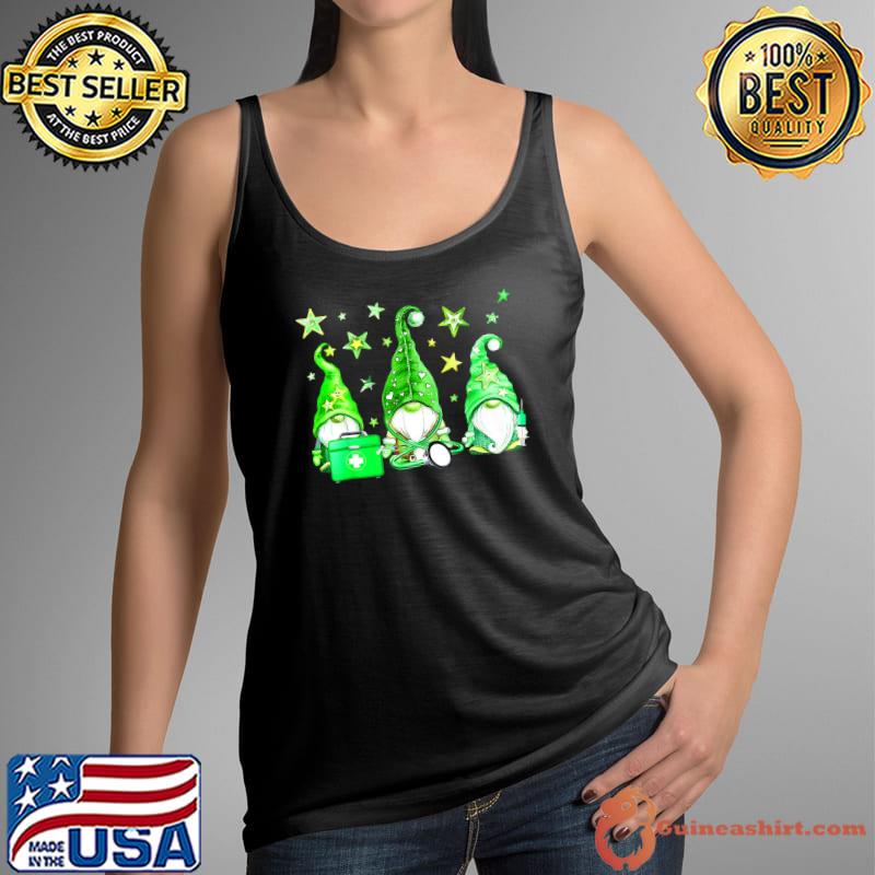 Three Nurse Gnomes St Patrick's Day Tee Nursing Lover Gifts Stars T-Shirt Tank Top