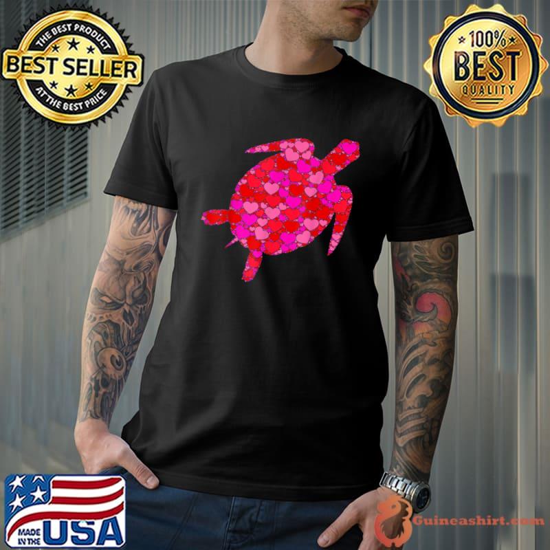 Turtle Pink Red Heart Valentines Day T-Shirt