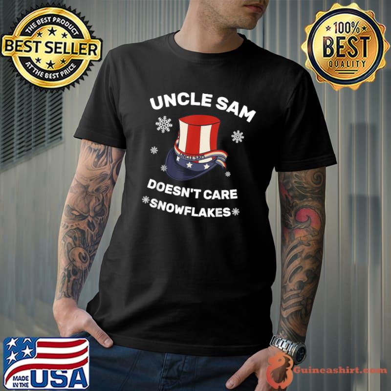 Uncle Sam Doesn't Care Snowflakes American Flag T-Shirt