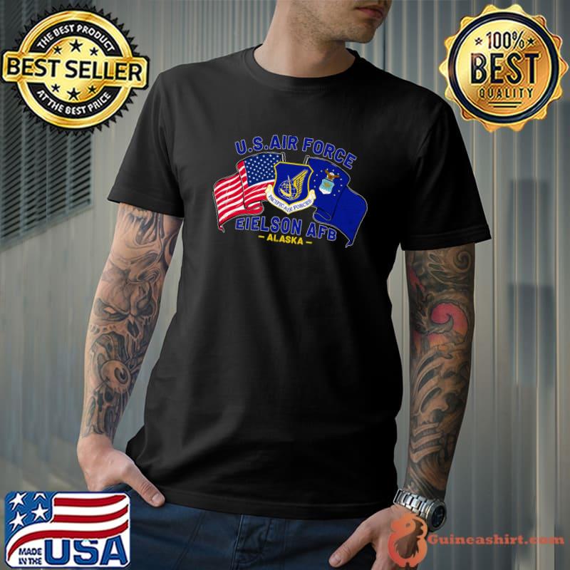Us Eielson Air Force Base Eielson Afb Alaska AK Vintage American Flag T-Shirt