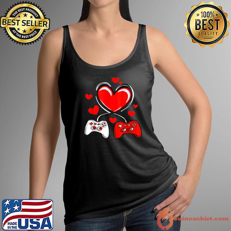 V Is For Video Games Hearts Valentines Day Gamer T-Shirt Tank Top