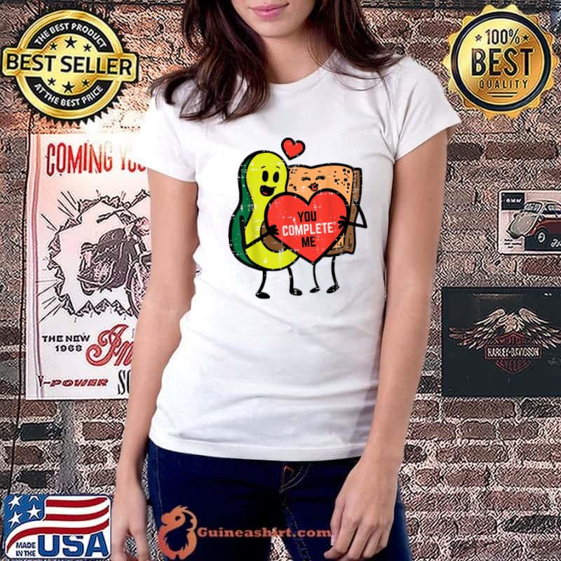 Valentines Day Avocado Bread You Complete Me Food Pun T-Shirt Ladiestee
