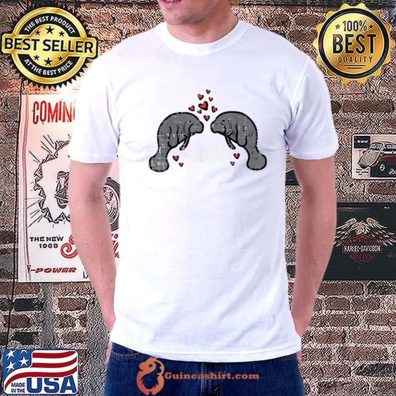 Valentines Day Manatees Boop Couple Hearts Valentine T-Shirt
