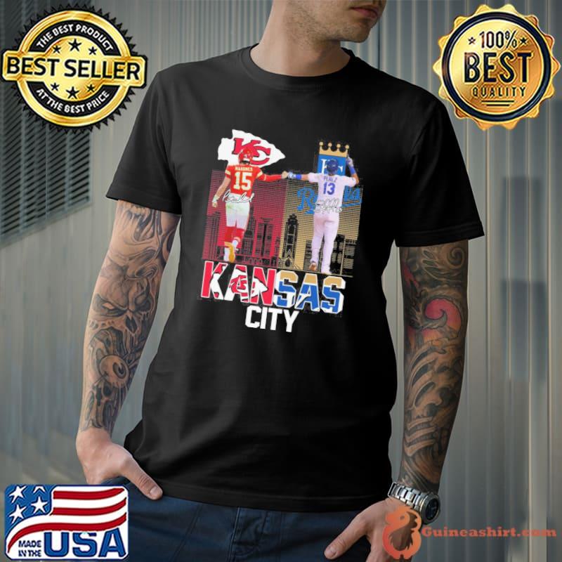 Kansas City Chiefs and Kansas City Royals city perez signatures shirt