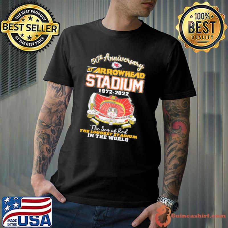 Kansas city Chiefs 50th anniversary at arrowhead stadium 1972 2022 the sea  of red shirt, hoodie, longsleeve tee, sweater