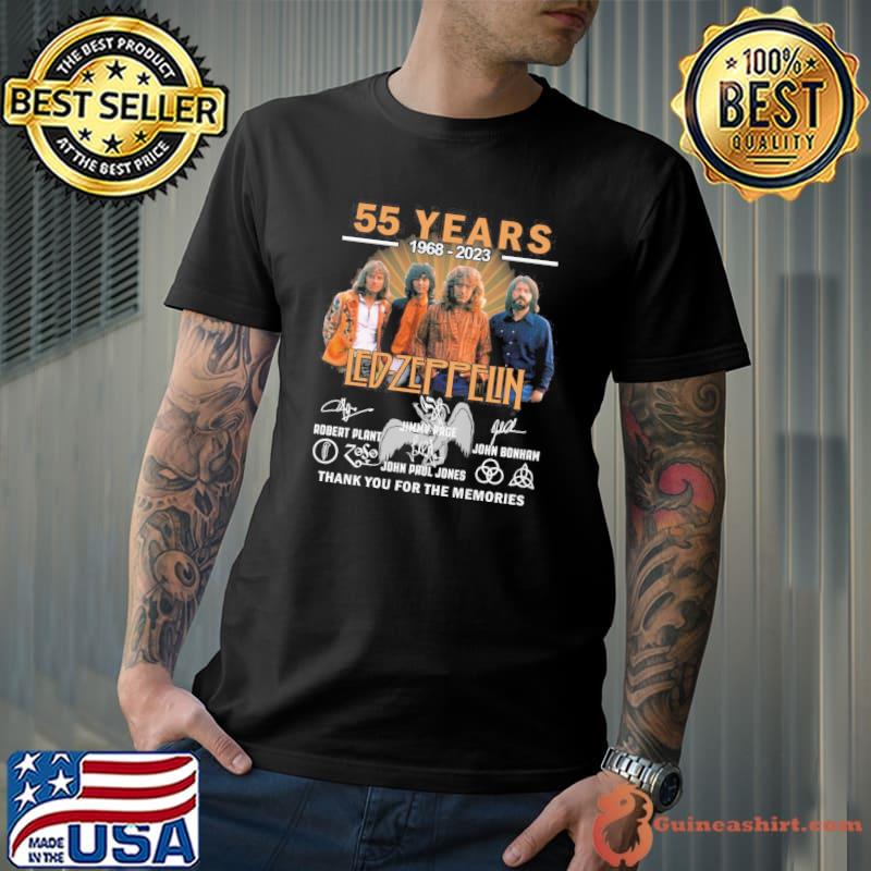 55 years 1968-2023 Led Zeppelin thank you for the memories signatures shirt