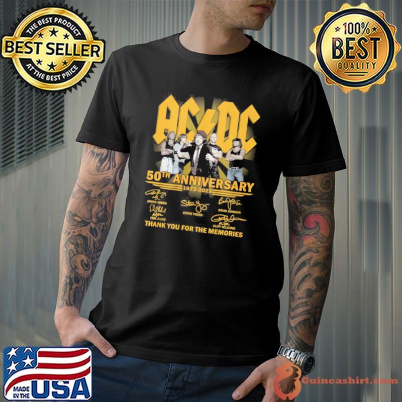 AC DC 50th anniversary 1973-2023 thank you for the memories Angus young Phil Rudd signatures shirt