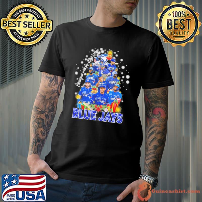 Christmas with my Blue Jays tree light signatures baseball shirt