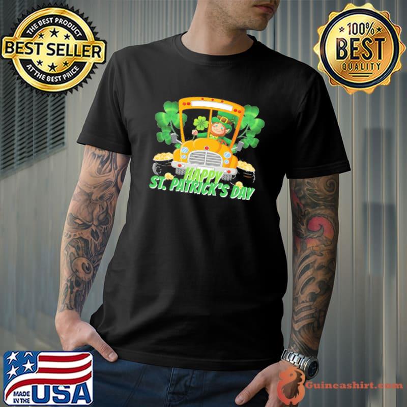 Happy St. Patrick's Day gold bus shirt