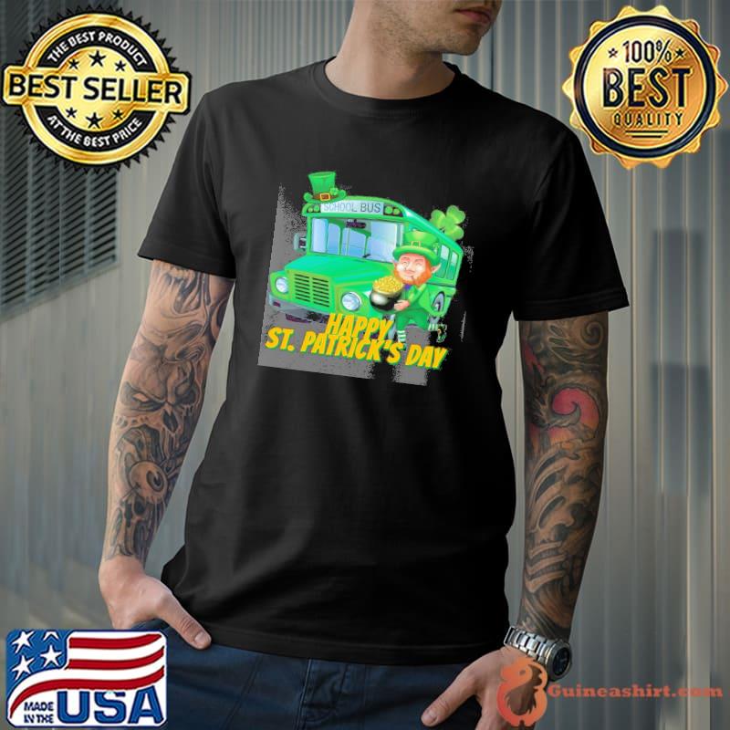 Happy St. Patrick's Day school bus shirt