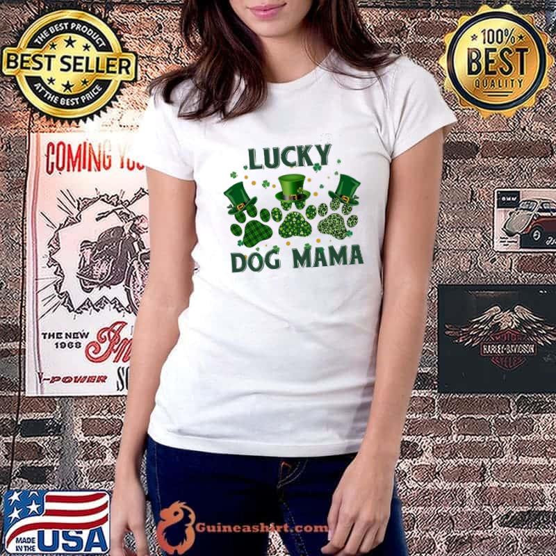 Lucky dog mama St. Patrick paw dog shirt