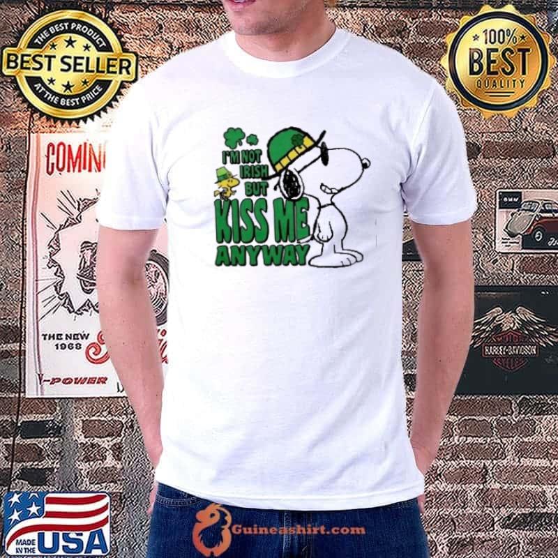 Snoopy and woodstock I'm not Irish but kiss me anyway St Patrick's day s Unisex