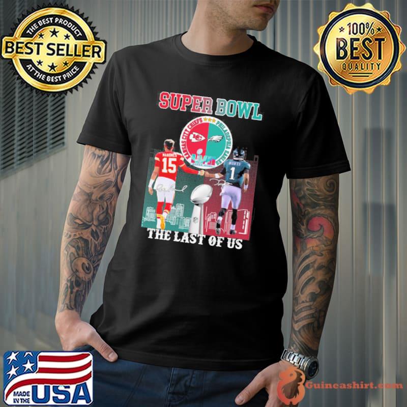 Super Bowl the last of us Kansas city Chiefs Philadephia Eagles LVII signatures shirt