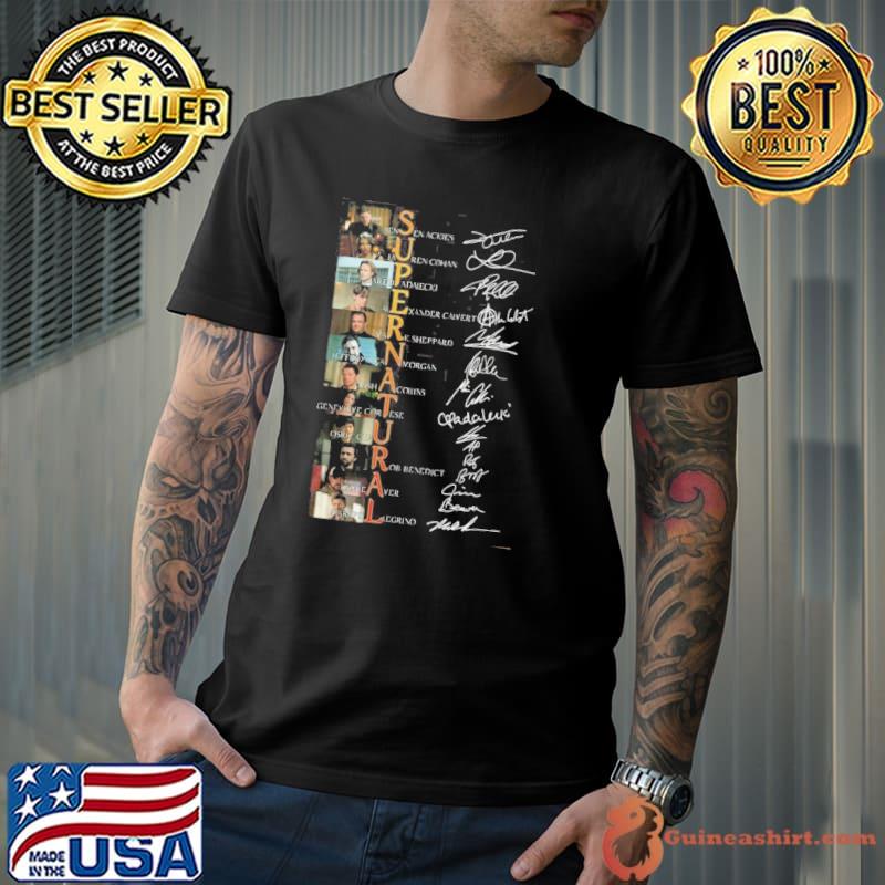 Supernatural Lauren Cohan Areo Padalecki signatures shirt