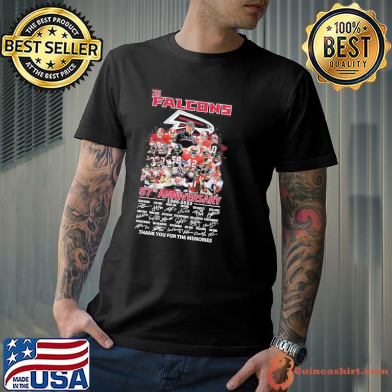 The Falcons 57th anniversary 1966-2023 thank you for the memories signatures shirt