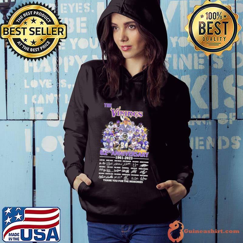 The Vikings 62nd anniversary 1961-2023 thank you for the memories signatures s Hoodie