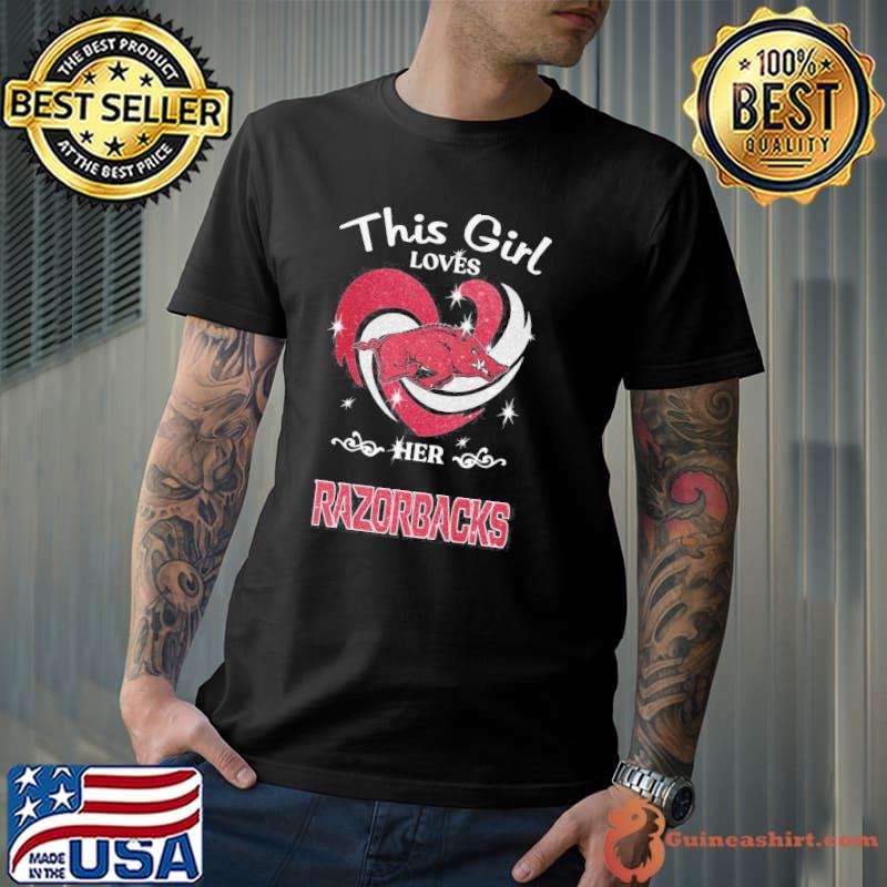 This girl loves her Razorbacks heart diamond shirt