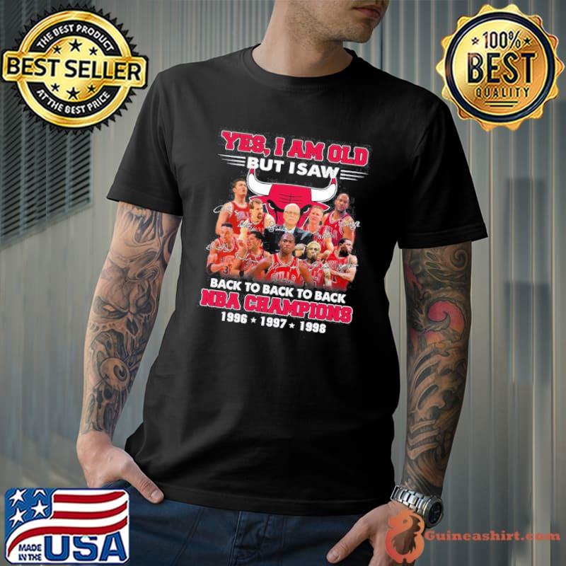 Yes I am old but I saw back to back to back NBA champions 1996 1997 1998 signatures shirt