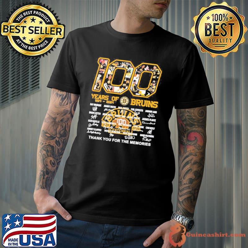 100 Years Of Boston Bruins 1924 2024 Thank You For The Memories Signatures Johnny Bucyk Shirt