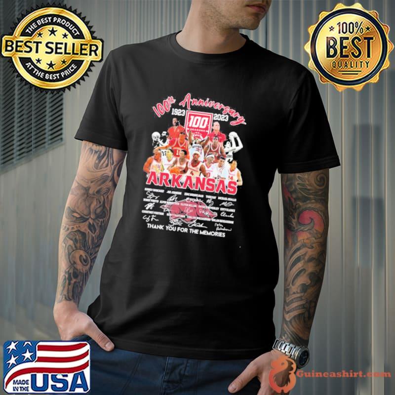 100th Anniversary 1923 2023 Arkansas Razorbacks Players Thanks You For The Memories Signatures player Shirt