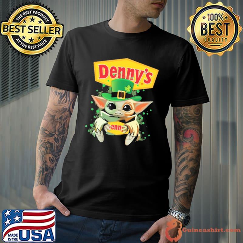 Baby yoda hug Denny's St.Patrick's day shirt