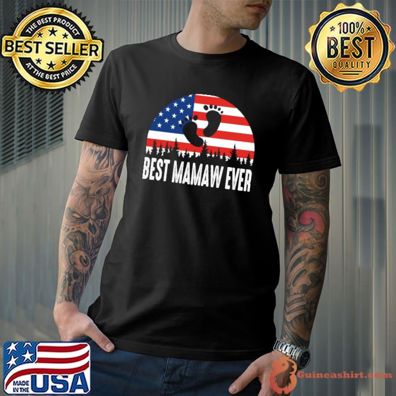 Best Mamaw Ever Paw Person American Flag Vintage T-Shirt