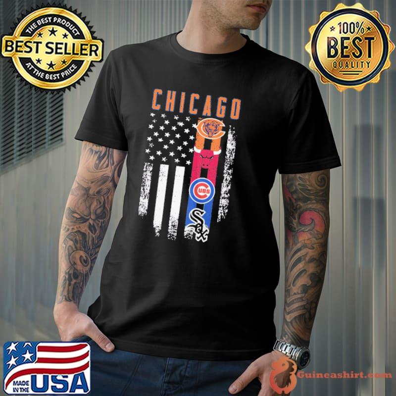 Chicago bear bull cubs sox Ameirca flag shirt