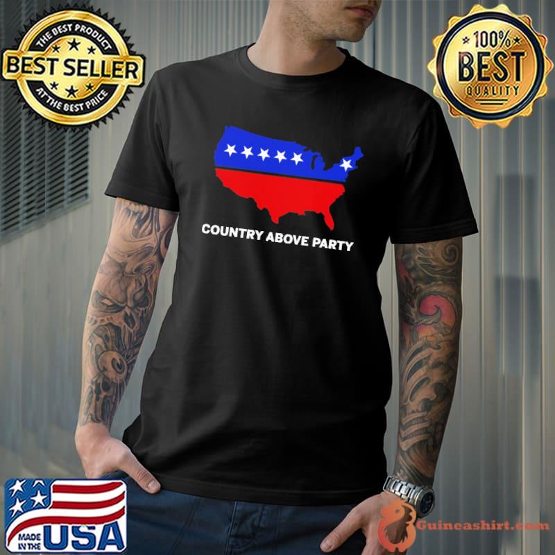 Country above party map Biden shirt