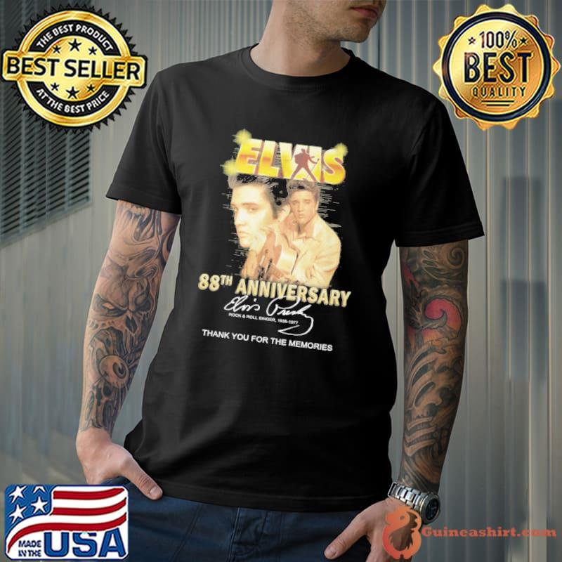 Elvis 88th anniversary Elvis Presley Rock and Roll singer thank you for the memories signature shirt