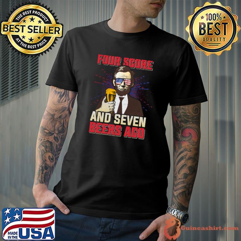 Four score and seven beers ago template grunge elegant man beer sunglasses usa flag T-Shirt