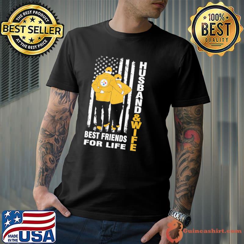 Husband and wife best friends for life Steelers America flag shirt