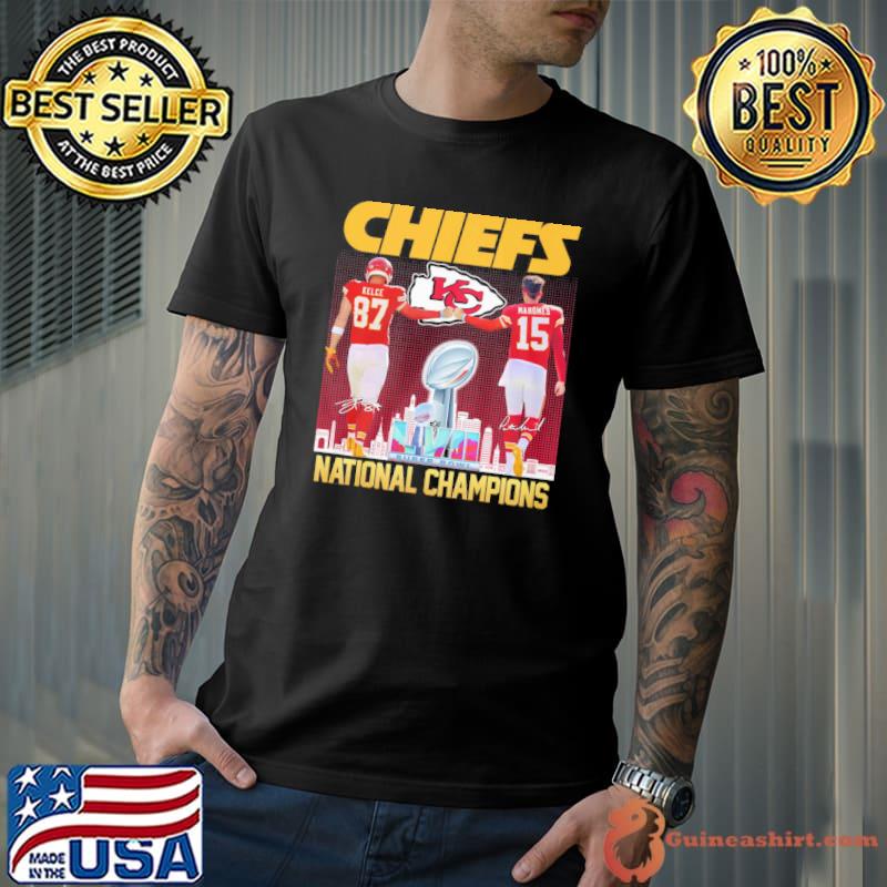 Kansas city Chiefs national champions Kelce Mahomes super bowl signatures shirt