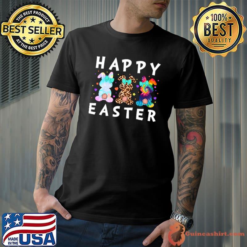 Leopard Tye Die Happy Easter Cute Easter Bunny T-Shirt