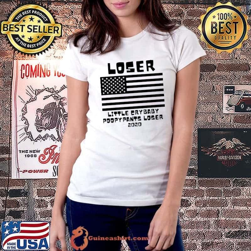 Loser Little Crybaby Poopypants Anti-Trump American Flag T-Shirt