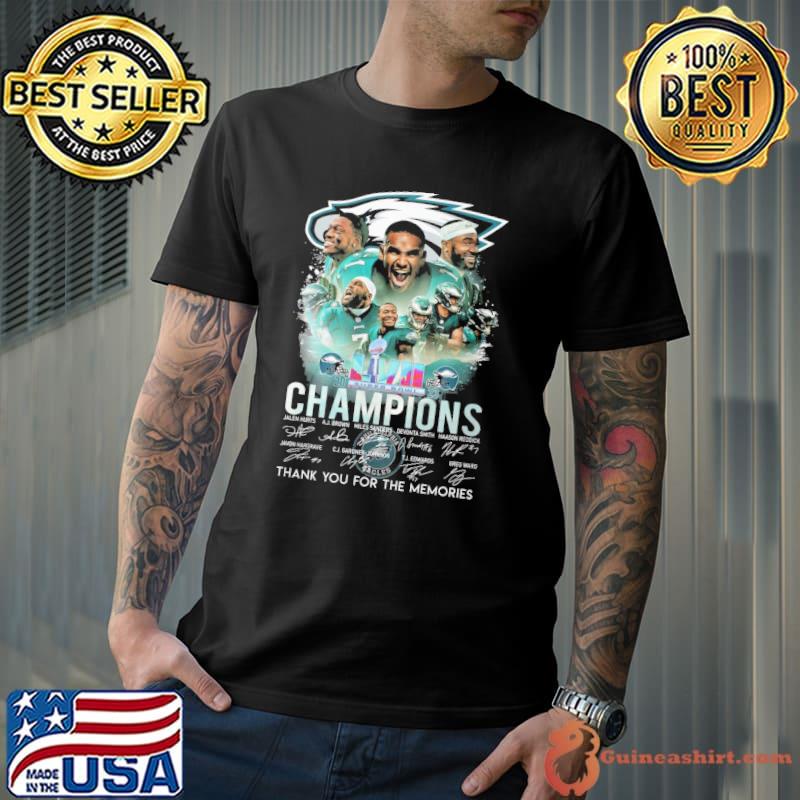 LVII super bowl champions thank you for the memories Philadelphia Eagles  signatures shirt, hoodie, sweater, long sleeve and tank top