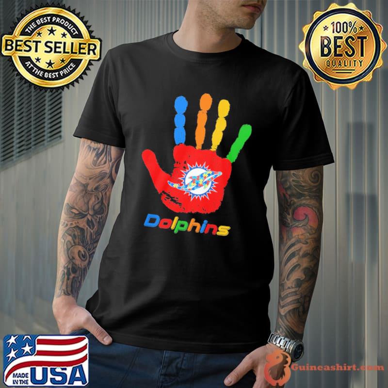 Miami Dolphins Hand color autism shirt
