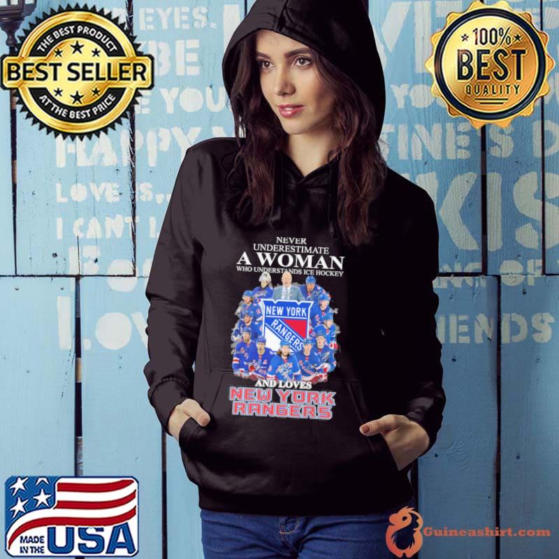 Never underestimate a woman who understands hockey and loves New York Rangers signatures s Hoodie