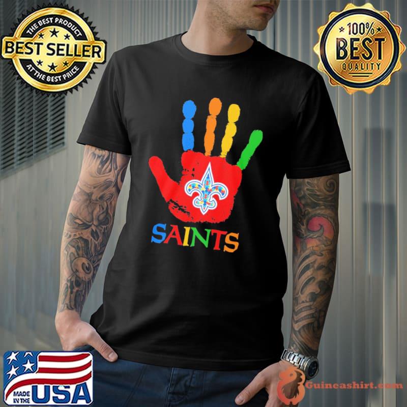 New Orleans Saints Hand color autism shirt