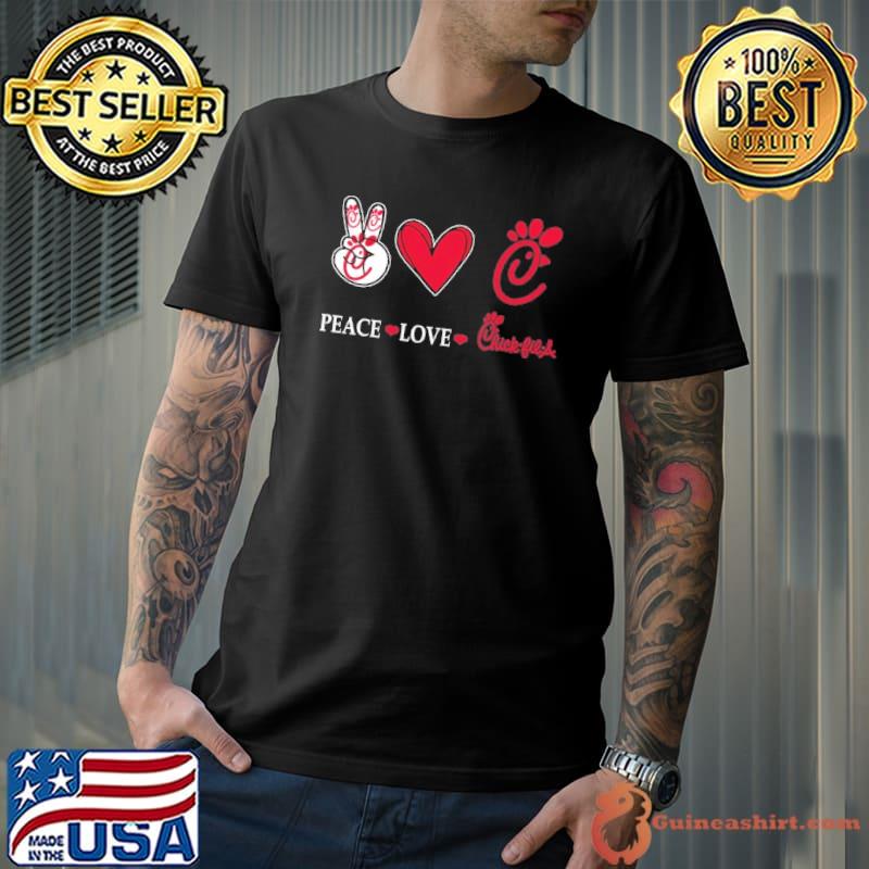 Official peace love Chick fil a heart love shirt