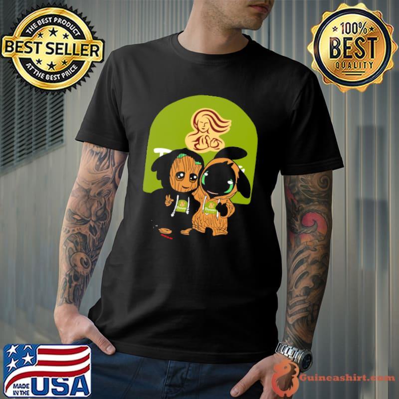 Panera bread groot and toothless shirt