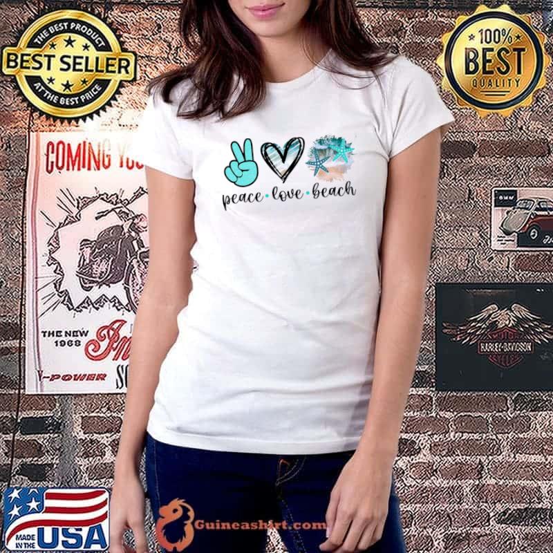 Peace love beach high hand heart watercolor T-Shirt
