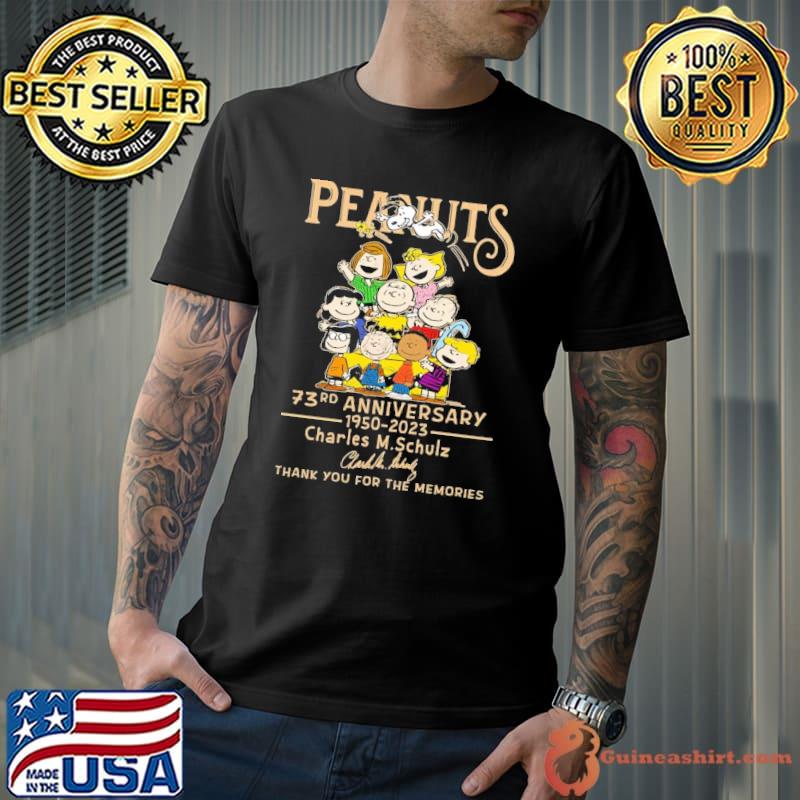 Peanuts 73rd anniversary 1950-2023 Charles M.Schulz thank you for the memories signature shirt