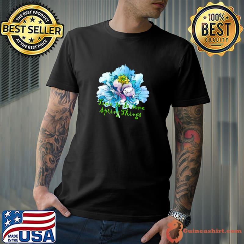 Purple Cat In A Blue Flower Spring Things T-Shirt