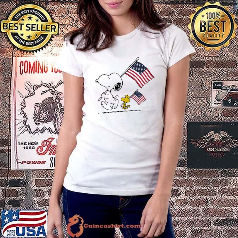 Snoopy and woodstocks America flag shirt