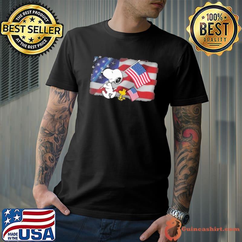 Snoopy and woodstocks America flag veteran shirt
