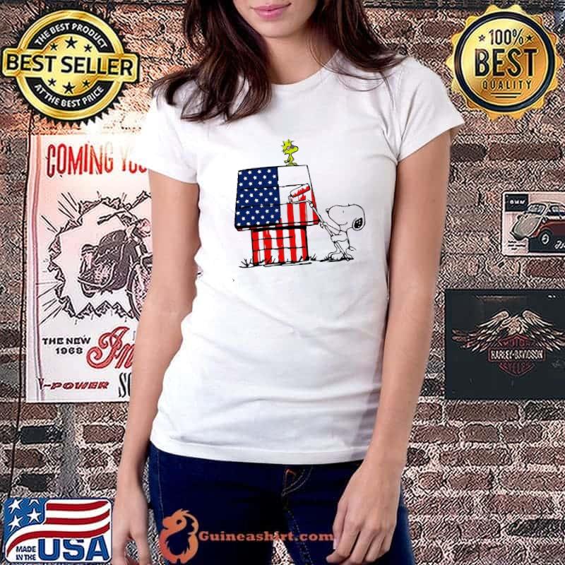 Snoopy and woodstocks pain house America flag shirt