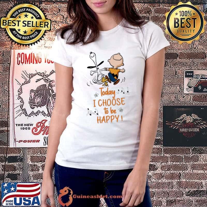Snoopy woodstocks Charlie Brown today I choose to be happy shirt