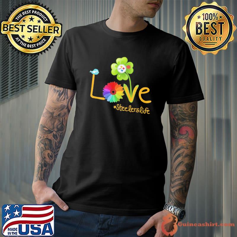 Steelers life love four-leaf clover sunflower shirt